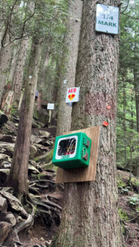 AED station at the 1/4 mark